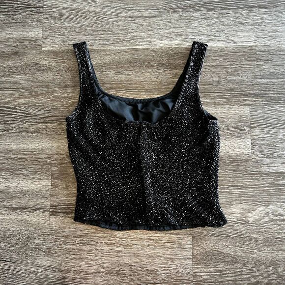 Vintage Cache Beaded 100% Silk Tank Top XS 90s Evening Party Top Embellished Y2K - Picture 14 of 15